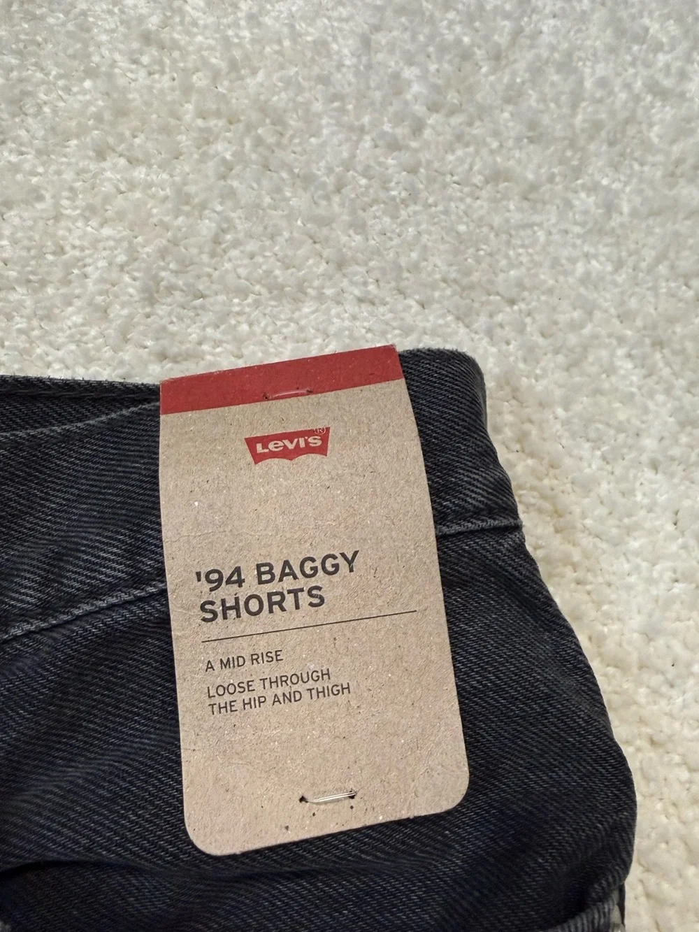 Levi's '94 Baggy Mid-Rise Black Denim Jeans Shorts Size 29 8